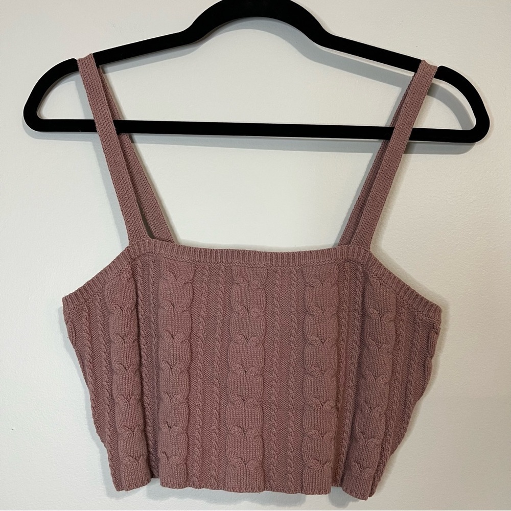Wild Fable Cable Knit Pink Mauve Sweater Crop Tank Top Size Large